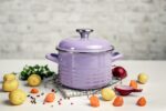 Garnek emaliowany z emaliowaną pokrywką 16 cm, 2 l, jasnofioletowy, kolekcja Waves - obrazek 2