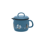 Klasyczny wypukły kubek emaliowany z dzióbkiem i pokrywką, 12 cm 1.3L, niebieski, Cooking Delight