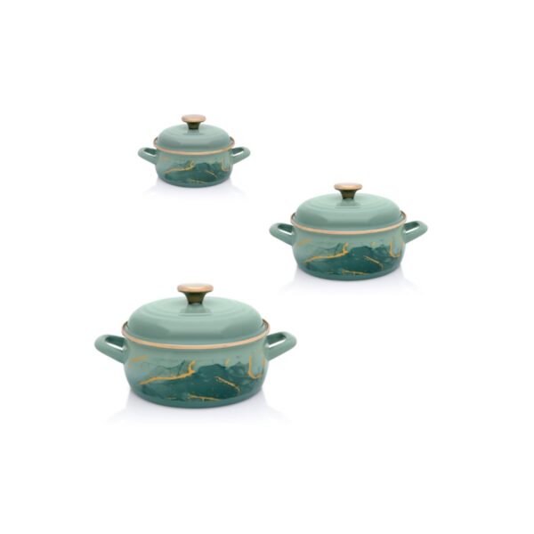 Zestaw niskich garnków emaliowanych Marble - 1.5 l + 2.9 l + 5 l