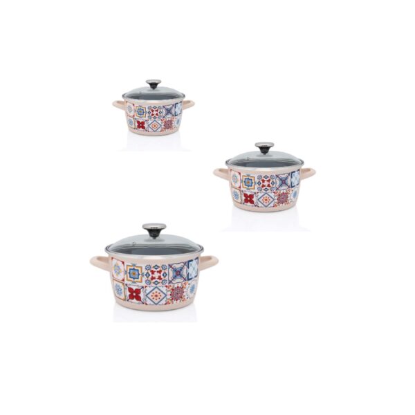 Zestaw garnków emaliowanych Porto - 1.9 l + 3.5 l + 6 l