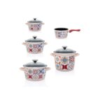 Zestaw garnków emaliowanych Porto - 1.9 l + 3.5 l + 5.1 l + 6 l + rondel 1.9 l