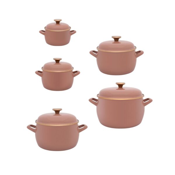 Zestaw 5 garnków emaliowanych Mokka - 2,2 l + 3,1 l + 4,2 l + 5,4 l + 7,5 l