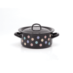 Niski garnek emaliowany 20 cm 2,8 l z pokrywką, czarny, Pastel Dots