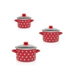 Zestaw garnków emaliowanych Dots on red - 3 l + 4 l + 5 l