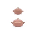 Zestaw 2 niskich garnków emaliowanych Mokka - 2,4 l + 3,8 l