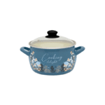 Garnek emaliowany 20 cm 4.2 L, ze szklaną pokrywką, niebieski, Cooking Delight