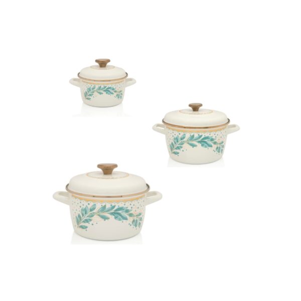 Zestaw garnków emaliowanych Green Line - 1.9 l + 3.5 l + 6 l