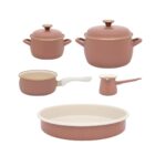 Zestaw naczyń emaliowanych - 2,2 l + 4,2 l + rondel 1,5 l + tygielek 0,4 l + forma 28 cm