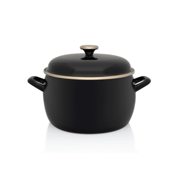 Garnek emaliowany z emaliowaną pokrywką 24 cm 7.5L, czarny, kolekcja Black