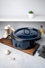 Niski garnek emaliowany 20 cm 2.8L, granatowy, Teget Finska - obrazek 2