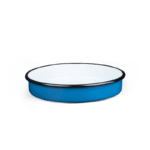 Okrągła forma emaliowana, średnica 36 cm, wysokość 6.4 cm, niebieska, kolekcja Plava