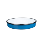 Okrągła forma emaliowana, średnica 38 cm, wysokość 6.5 cm, niebieska, kolekcja Plava