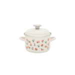 Garnek emaliowany z emaliowaną pokrywką 16 cm, 2 l, jasnokremowy, kolekcja Flowers