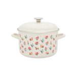 Garnek emaliowany z emaliowaną pokrywką 24 cm, 6,75 l, jasnokremowy, kolekcja Flowers