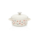 Niski garnek emaliowany 20 cm, 2,75 l, jasnokremowy, kolekcja Flowers