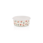 Pojemnik emaliowany z plastikową pokrywką 16 cm, 1,3 l, jasnokremowy, kolekcja Flowers
