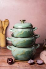 Garnek emaliowany 20 cm 4.2l, miętowy, Marble - obrazek 3