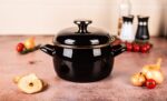 Garnek emaliowany z emaliowaną pokrywką 16 cm 2.2L, czarny, kolekcja Black - obrazek 2
