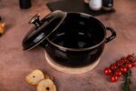 Niski garnek emaliowany 24 cm 5L, czarny, Black - obrazek 2