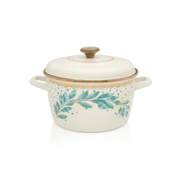 Garnek emaliowany z emaliowaną pokrywką, 24 cm 6.0L, jasnokremowy, Green Line