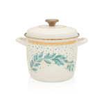 Wysoki garnek emaliowany z emaliowną pokrywką, 20 cm 5.1L, jasnokremowy, Green Line