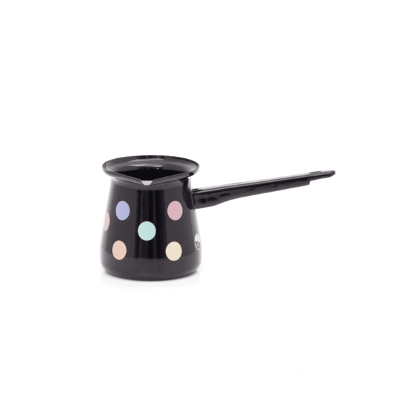 Klasyczny tygielek emaliowany na 7 kaw, 0,7 l, czarny, Pastel Dots