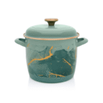 Wysoki garnek emaliowany 20 cm 5.1l, miętowy, Marble