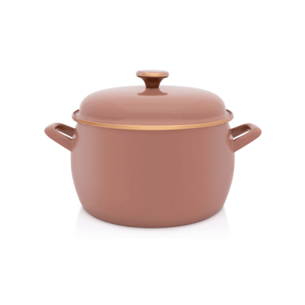 Garnek emaliowany z emaliowaną pokrywką 24 cm, 7,5 l, beżowy, kolekcja Mokka