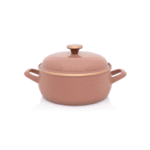 Niski garnek emaliowany z emaliowaną pokrywką 22 cm, 3,8 l, beżowy, kolekcja Mokka