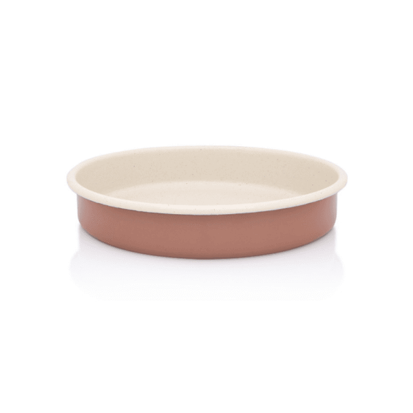 Okrągła forma emaliowana 28 cm, beżowa, kolekcja Mokka