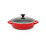 Nieprzywierające emaliowane naczynie do duszenia 26 cm, czerwona, Granit Induction