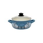 Niski garnek emaliowany 20 cm 2.9 L, ze szklaną pokrywką, niebieski, Cooking Delight