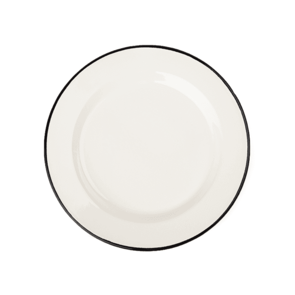 Talerz emaliowany obiadowy vintage, 24 cm, kremowy