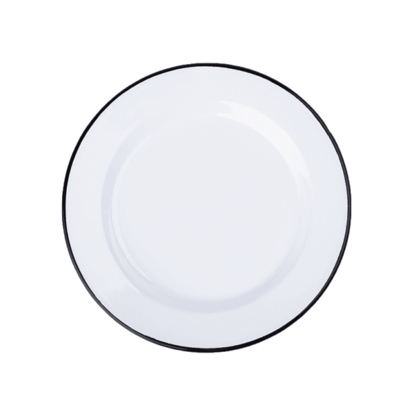 Talerz emaliowany obiadowy vintage, 24 cm, biały