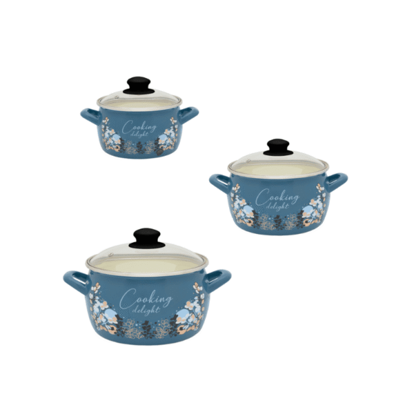 Zestaw garnków emaliowanych Cooking Delight - 2.2 l + 4.2 l + 7.5 l