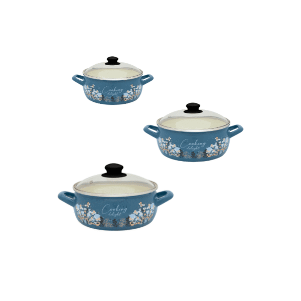 Zestaw niskich garnków emaliowanych Cooking Delight -1.5 l + 2.9 l + 5 l