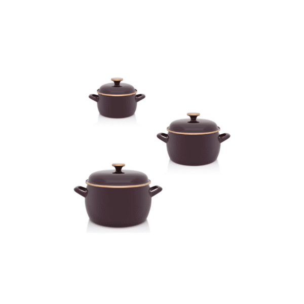 Zestaw garnków emaliowanych Bordeaux - 2.2 l + 4.2 l + 7.5 l