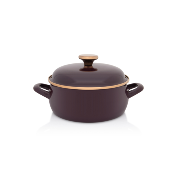 Niski garnek emaliowany z emaliowaną pokrywką 20 cm 2.9L, bordowy, Bordeaux