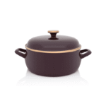 Niski garnek emaliowany z emaliowaną pokrywką 24 cm 5L, bordowy, Bordeaux