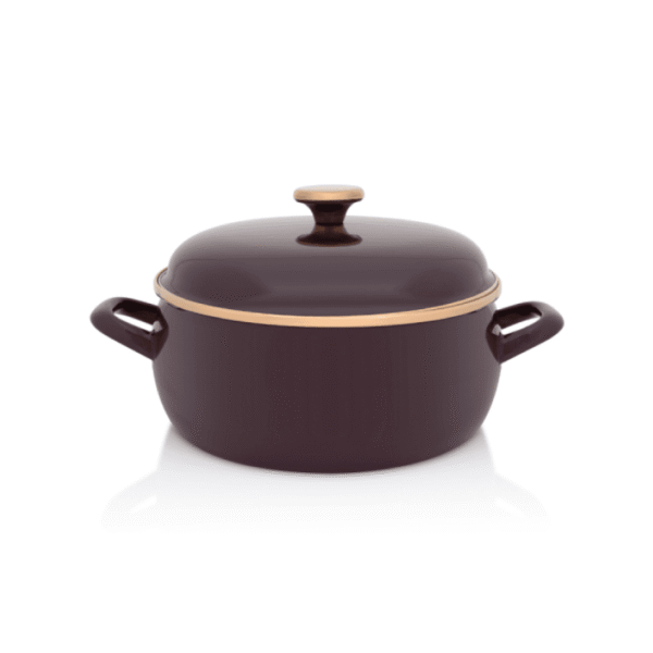 Niski garnek emaliowany z emaliowaną pokrywką 24 cm 5L, bordowy, Bordeaux