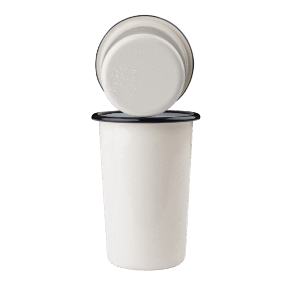 Wysoki tumbler, kubek stożkowy emaliowany 500 ml, kremowy