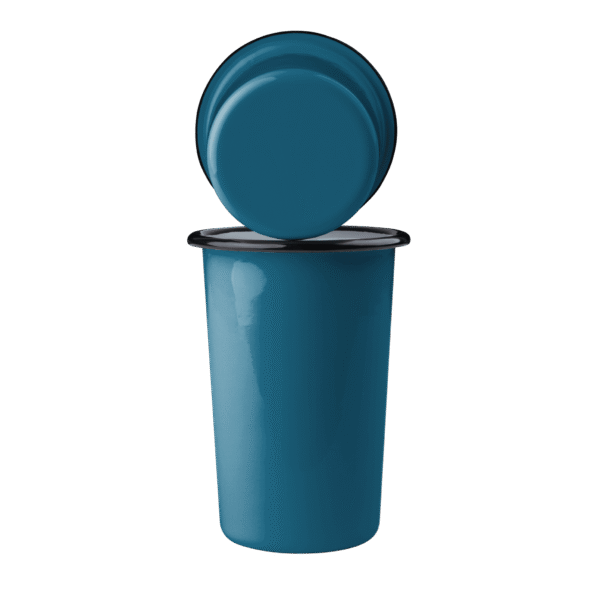 Wysoki tumbler, kubek stożkowy emaliowany 500 ml, morski