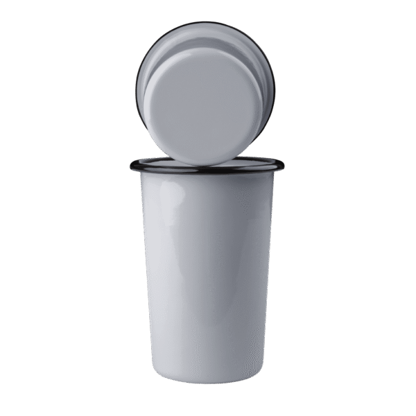 Wysoki tumbler, kubek stożkowy emaliowany 500 ml, szary