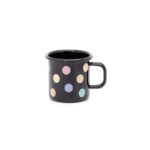 Kubek emaliowany 8 cm 0,37 l, czarny, Pastel Dots