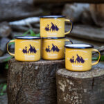 4 APRICOT ENAMEL COFFEE MUGS | WISDOM