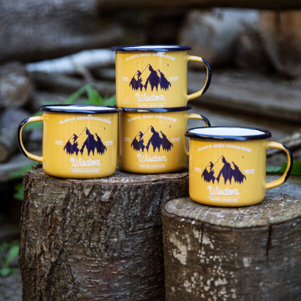 4 APRICOT ENAMEL COFFEE MUGS | WISDOM