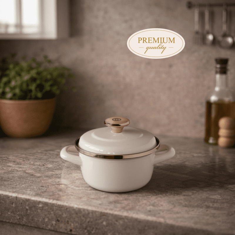 2.2L-POJEMNOSCI-ZE-SZKLANA-POKRYWKA-NIEBIESKI-KOLEKCJA-COOKING-DELIGHT-1.png Garnek emaliowany 16 cm, 1,6 l, jasnokremowy z połyskującymi drobinkami, kolekcja Maximus - obrazek 1