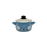 Garnek emaliowany 16 cm 2.2 L, ze szklaną pokrywką, niebieski, Cooking Delight