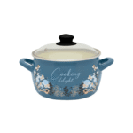 Garnek emaliowany 24 cm 7.5 L, ze szklaną pokrywką, niebieski, Cooking Delight