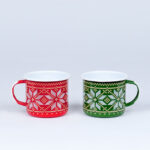 RED & GREEN ENAMEL CHRISTMAS COFFEE MUGS SET | CHRISTMAS - obrazek 2